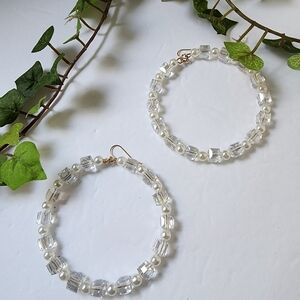 Crystal and Pearl Large Hoop Earrings